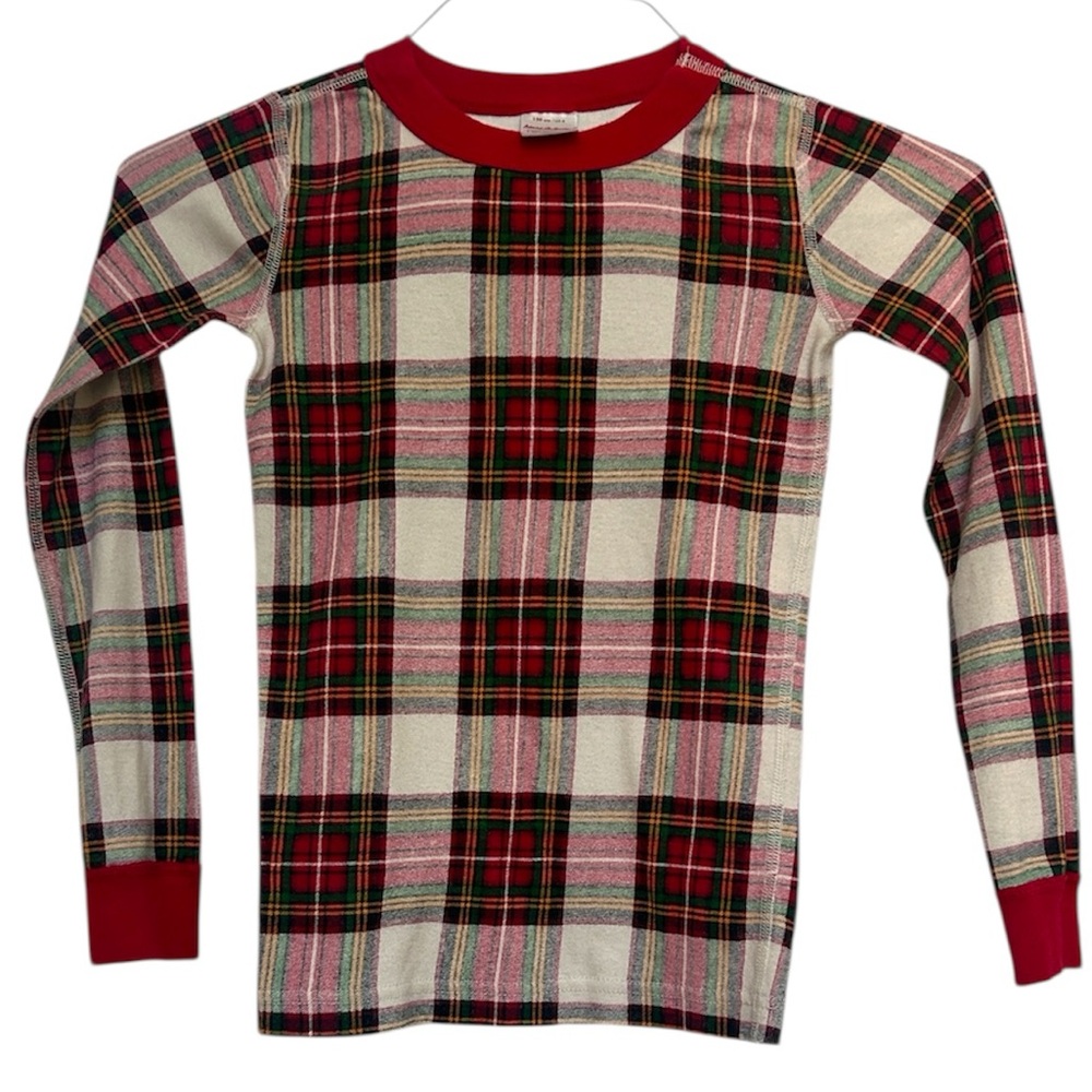 Hanna Andersson Family Holiday Plaid Long John Top Red Sz 8 unisex boy girl PJ